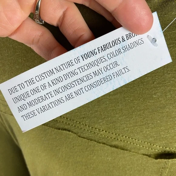 NWT YOUNG FAB BROKE Soft Button Down Long Sleeve Tshirt Olive Green Womens Med - Picture 5 of 8